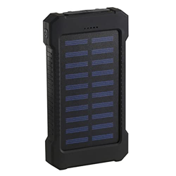 Solar Power Bank Waterproof 30000mAh Solar Charger USB Ports External Charger Powerbank for Xiaomi 5S Smartphone with LED Light Black en oferta