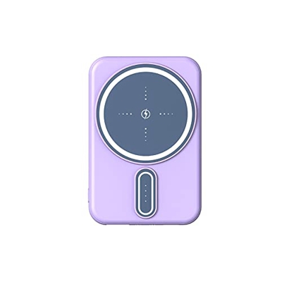 Mini Magnetic Power Bank 20000mAh Portable Wireless Fast Charging USB Output External Battery For iPhone12/13 PowerBank Purple