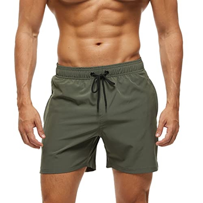 YloveM Bañador para Hombre Deportivos Pantalones Cortos Elásticos Bolsillos con Cremallera y Forro de Malla Pantalones Cortos para Correr Surf Gimnasi