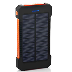 Solar Power Bank Waterproof 30000mAh Solar Charger USB Ports External Charger Powerbank for Xiaomi 5S Smartphone with LED Light Orange precio