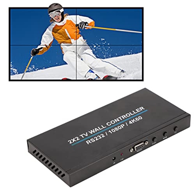 Goshyda Controlador de Pared de Video, Procesador de Video HDMI 2x2, con Función de Control RS232, Admite Empalmes Múltiples(#2)