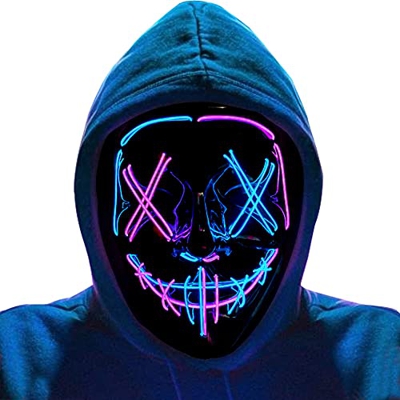 ZACENYU LED Mascaras Halloween, LED Purge Máscaras Carnaval, Mascaras Luces LED Neon Luminosas,Craneo Esqueleto Mascaras para Cosplay Grimace Festival