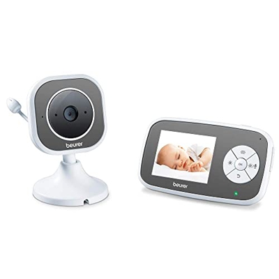 Beurer BY110 Baby Monitor Modo Eco y Video, Vigilabebés con Cámara, Pantalla LCD 2.8 pulgadas, Luz Infrarroja, Función Zoom, Batería Litio, Alarma Tem