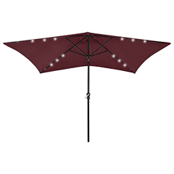 Leepesx Sombrilla con LED, Parasol Terraza, Sombrilla Terraza Exterior, Sombrilla Playa, Parasol Exterior, Sombrilla De Jardín, y Poste de Acero Rojo  características