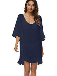 heekpek Vestido Playa Vestir Bikini Manto Traje De Baño Blusa De Gasa Mujer Ropa Pareos Cover up Top De Media Manga Protector Solar Falda Suelto Volan precio