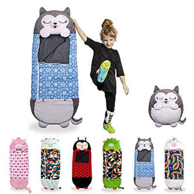 LGZY Saco De Dormir Infantil con Almohada 3 En 1 Plegable Al Estilo Animal para Niños, Saco De Dormir para Excursiones, Camping, Viaje,A23,M