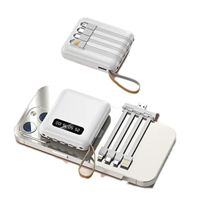 Mini 20000 MAh de Gran Capacidad Viene con un Banco de energía portátil de Carga rápida Treasure de Carga de Cuatro Cables (Color : White, Size : 2000