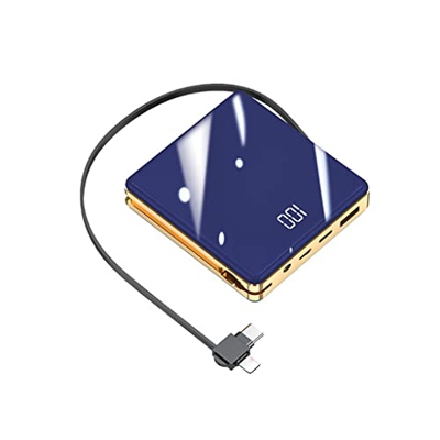 WJJ Mini Banco de energía Creativo Tres en uno con su Propio Cable Fuente de alimentación móvil de Carga rápida de 20000 mAh (Color : Blue, Size : 200