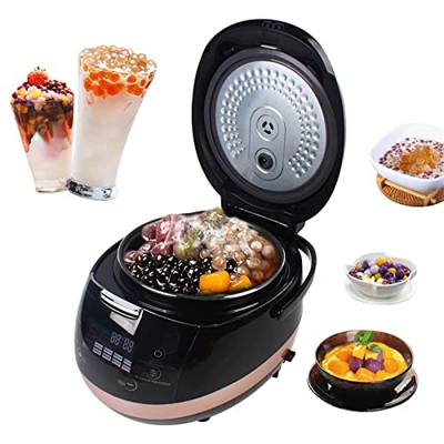 Arrvweer Olla De Perlas Totalmente Automática Comercial, Cocina De Tapioca Negra, Fabricante De Perlas De 5L, Pantalla Táctil, para Té Boba, Té De Bur