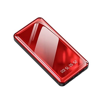 WJJ Banco de energía Desmontable con Superficie de Espejo Banco de energía móvil de Gran Capacidad de 20000 MAh con su Propia línea (Color : Agate Red
