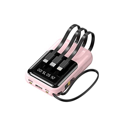 WJJ Cartoon Power Bank 10000 MAh Portable Creative Viene con un Banco de energía compartido de Cuatro Hilos (Color : Pink, Size : 10000mAh)