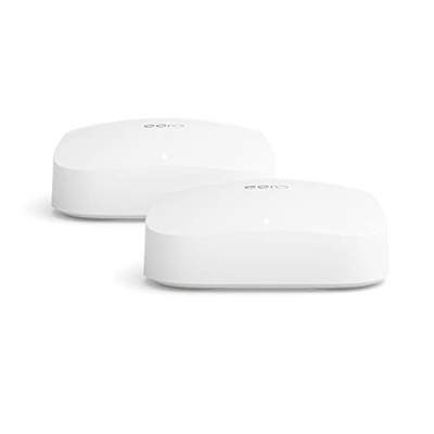 Sistema Wi-Fi 6 de malla de triple banda eero Pro 6 de Amazon con controlador de Hogar digital inteligente ZigBee integrado | Set de 2 (hasta 380 m²)