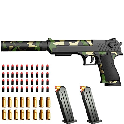 Pistola de Juguete,Toy Gun,Pistola para niños con silenciador,40 Dardos,para Entrenamiento de Seguridad o Juego (Ejercito Verde)