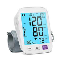 Nousziel Tensiómetro, tensiómetro de brazo con detección de arritmias, Brazalete 22-42cm, pantalla grande y 2x90 espacios de almacenamiento características