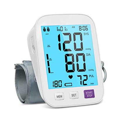 Nousziel Tensiómetro, tensiómetro de brazo con detección de arritmias, Brazalete 22-42cm, pantalla grande y 2x90 espacios de almacenamiento