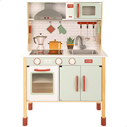 Woomax 49548 - Cocinita de madera infantil con luz y sonido / Cocina de juguete con vitrocerámica y campana extractora / Cocina infantil 104x70x30cm,  precio