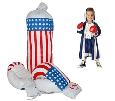 Ducomi Saco de boxeo para niños de EE. UU. – Kit de boxeo, Kick Boxing, FitBoxe con saco completo 40 cm y guantes para colgar, entrenamiento en casa, 