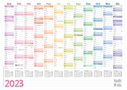 Calendario de pared 2023 A3 (42 x 30 cm), plegado en español durante 12 meses: Jan - Dic 2023 | Planificador de pared con visión general de vacaciones características