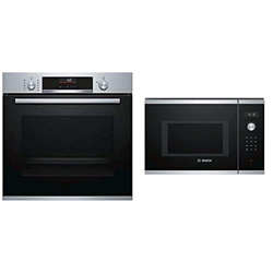 Bosch Serie 6 HBA5360S0 Horno multifunción, 60 cm, 3400 W + BEL554MS0 Microondas integrable Serie 6, 25L, 900W, 1200W, Color negro con acero inoxidabl características
