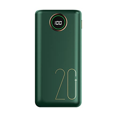 #xdehex Cargador portátil 20000Mah Carga rápida Pantalla LED inteligente Banco de energía 5V 2 1A Salida USB dual Compatible con, Verde #02k5e0, M
