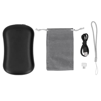 3 en 1 Calentador de Manos Recargable 10000mAh Banco de Energía de Gran Capacidad con Masaje de Vibración(Negro)