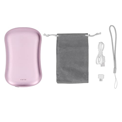 3 en 1 Calentador de Manos Recargable 10000mAh Banco de Energía de Gran Capacidad con Masaje de Vibración(Rosa)
