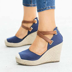 DZQQ Sandalias de Verano para Mujer, Sandalias de tacón Alto con Banda elástica Cruzada de Fondo Grueso, Sandalias Informales de Talla Grande para Fie precio