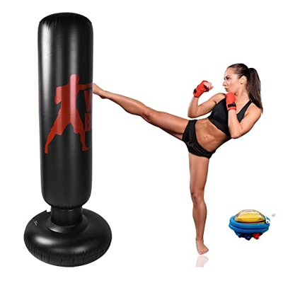 AXLOFO® Espesar Saco de Boxeo Inflable Niños, Sacos de Boxeo de pie para un Rebote inmediato para Practicar Karate, Taekwondo y aliviar Pent Up Energy