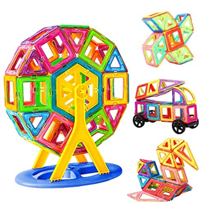 Withosent Bloques de construcción magnéticos 159 piezas, imanes niños juguetes 3D bloques magnéticos juego magnético