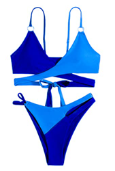Laura Lily - Nuevo Bikinis Mujer 2022, bañadores de Bicolor Liso. Conjunto de 2 Piezas Top Sujetador y Braguita para la Playa Este Verano. Azul L precio