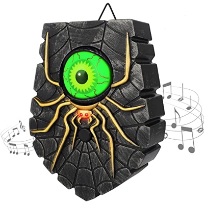 Timbre De Araña De Halloween Decoracion,Aterrador Timbre De Araña De Un Ojo,Timbre De Araña con Brillo Y Sonido, Timbre De Araña Aterrador con Globos 