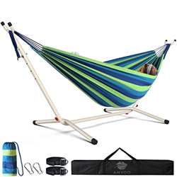 Anyoo Hamaca de Jardín con Soporte, Ajustable y Portátil Estructura de Hamaca de Acero con Bolsa de Transporte para Interior/Exterior Jardín Camping-C en oferta