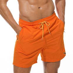 JustSun Bañador Hombre Bañadores Surferos Bañador Corto Hombre Natacion Traje de Baño Secado Rápido Impermeable con Bolsillo Cremallera Naranja L precio