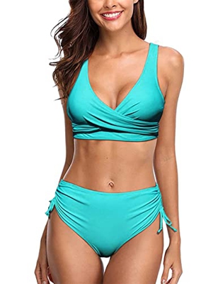 UMIPUBO Bikini de Mujer Conjunto de 2 Piezas de Cuello Halter Traje de Baño Bañador de Baño Conjunto de Bikini de Playa Cintura Alta Bra Tops y Bragui