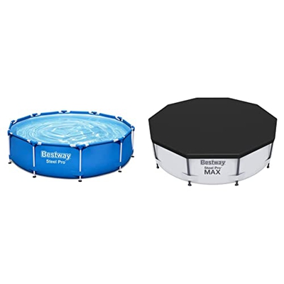 Bestway 956677 - Piscina Desmontable Tubular Steel Pro 305x76 cm + 58036 - Cobertor Invierno para Piscina Desmontable Ø305 cm Redonda