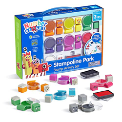 Learning Resources-Set de Actividades del Parque de Stampolines, Multicolor, Colores de los Numberblocks, tintas Lavables, Manualidades, 32 Piezas, 3+ precio