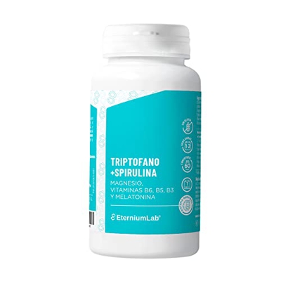 ETERNIUM LAB. Sistema nervioso. Triptófano + Spirulina, Magnesio, Vitaminas B6, B5, B3 y Melatonina. Bueno para el cansancio y la fatiga. 60 Comprimid