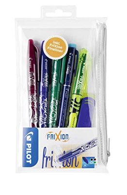 Pilot Frixion 2260B5P4 - Juego de bolígrafos Frixion Ball, rotulador de punta fina Frixion Fineliner, marcador Frixion (6 unidades, en estuche blíster