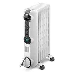 Radiador Lleno De Aceite De 9 Aletas con Termostato Inteligente, Calentador De Espacio Eléctrico Portátil con 3 Configuraciones De Calor, Protección c precio
