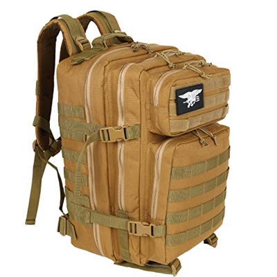 LHI Mochila Táctica Militar 45L Army Molle Bug Out Bag 3 Días Mochila De Asalto Grande Para Senderismo, Camping, Caza - Caqui