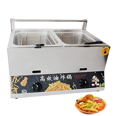 Freidora De Gas Comercial con Cesta Y Perilla De Temperatura, Acero Inoxidable Fácil De Limpiar para Restaurante, Hogar, Cocina, Cocina