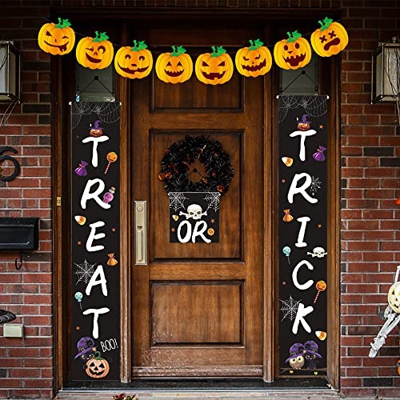 Swetup Banners de Halloween, Trick or Treat Bandera, Decoraciones de Halloween, Halloween Calabaza Banderolas de Banderines Colgantes, Halloween Letre
