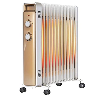 Calentador Portátil Calentador Eléctrico Radiador De Aceite Calentador Eléctrico con 13 Aletas Radiador Portátil 2200W Calentador De Espacio Radiante 