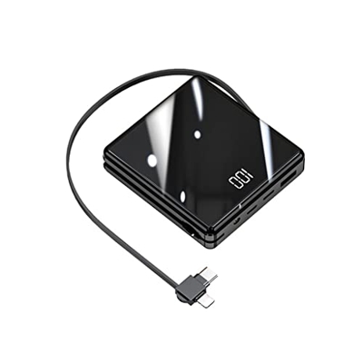 XINGDONG Mini Banco de energía Creativo Tres en uno con su Propio Cable Fuente de alimentación móvil de Carga rápida de 20000 mAh Durable (Color : Bla