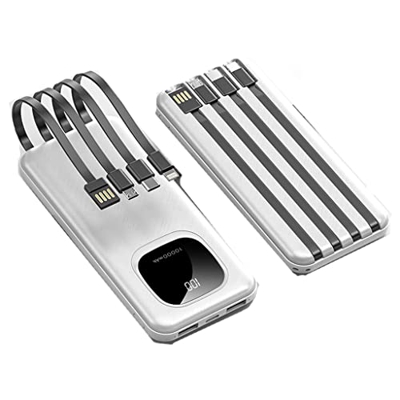 XINGDONG Pantalla Digital Banco de energía de 20000 MAh con Banco de energía móvil Powerbank de Gran Capacidad Incorporado Durable (Color : White, Siz