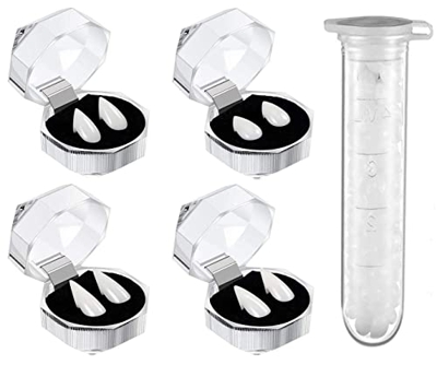Colmillos Vampiro,Dientes de Vampiro con Adhesivo de Gutapercha,Vampire Teeth para Fiesta Cosplay de Halloween,Vampire Fangs 4 Pares