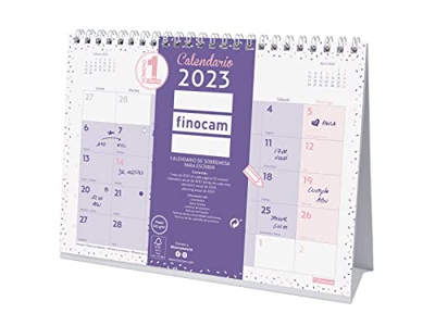 Finocam - Calendario 2023 Chic de Sobremesa para Escribir Enero 2023 - Diciembre 2023 (12 meses) Chic Morado Español