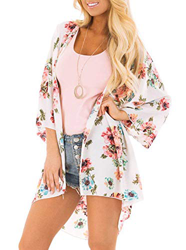Cárdigan de Kimono Floral para Mujer - Cárdigan de Gasa Tops Kimono de Mujer Blusa Suelta Informal Chal de Verano Boho Beach Bikini Cover Up Chaqueta  características