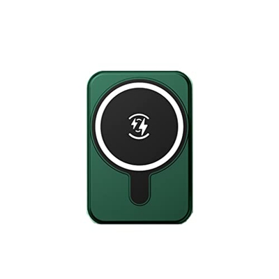 JJJ Banco de energía de Carga pequeño y rápido de 5000 mAh for Carga inalámbrica magnética (Color : Green)