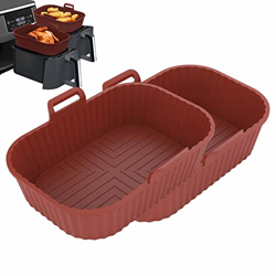 Sunelate 2 uds Olla de Silicona para freidora de Aire, revestimientos de freidora de Aire de Silicona freidora de Aire Doble Cesta de freidora de Aire en oferta